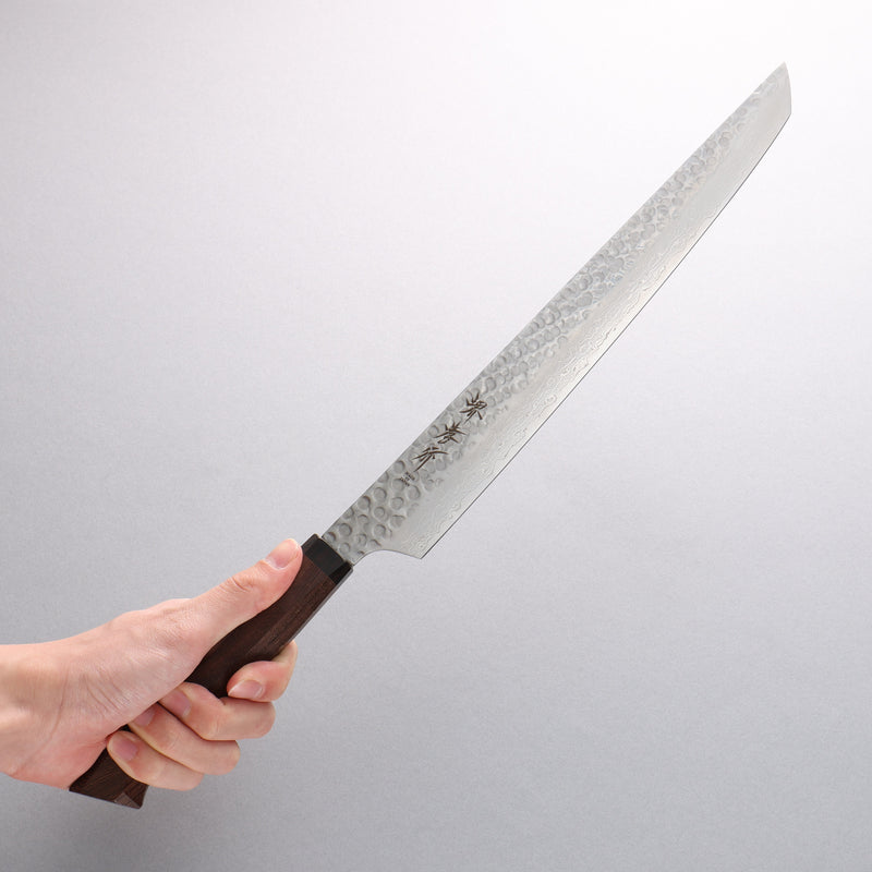 Sakai Takayuki Genbu AUS10 45 Couche de Damas Sakimaru Sujihiki 300mm Wenge Manipuler - japanny-FR