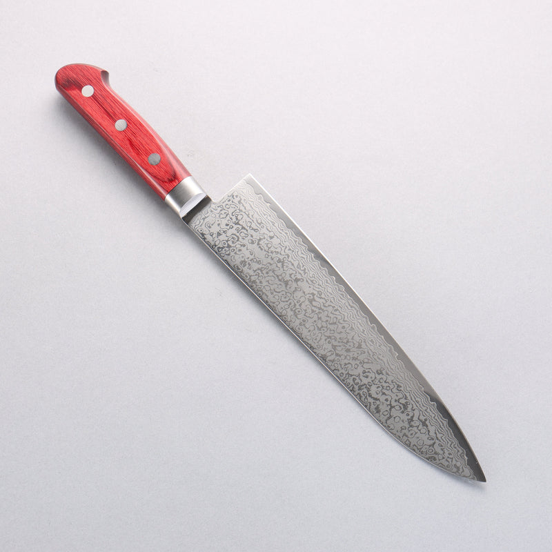 Seisuke VG10 33couche Finition miroir Damas Gyuto 210mm Bois de pakka rouge Manipuler - japanny-FR