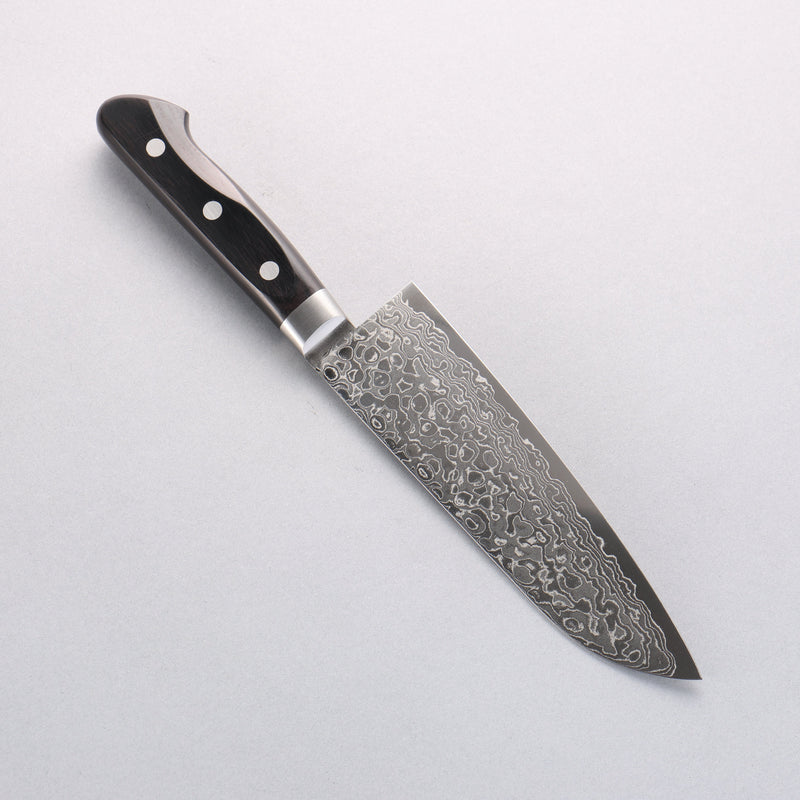 Seisuke Kagami AUS10 Finition miroir Damas Santoku 170mm Bois de pakka noir Manipuler - japanny-FR