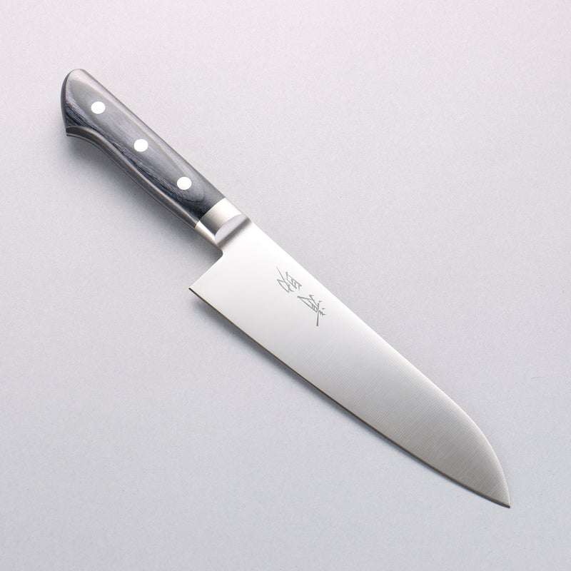 Seisuke Seiten Molybdene Santoku Couteau Japonais 180mm bleu marine de pakka noir Manipuler avec Gaine - japanny-FR