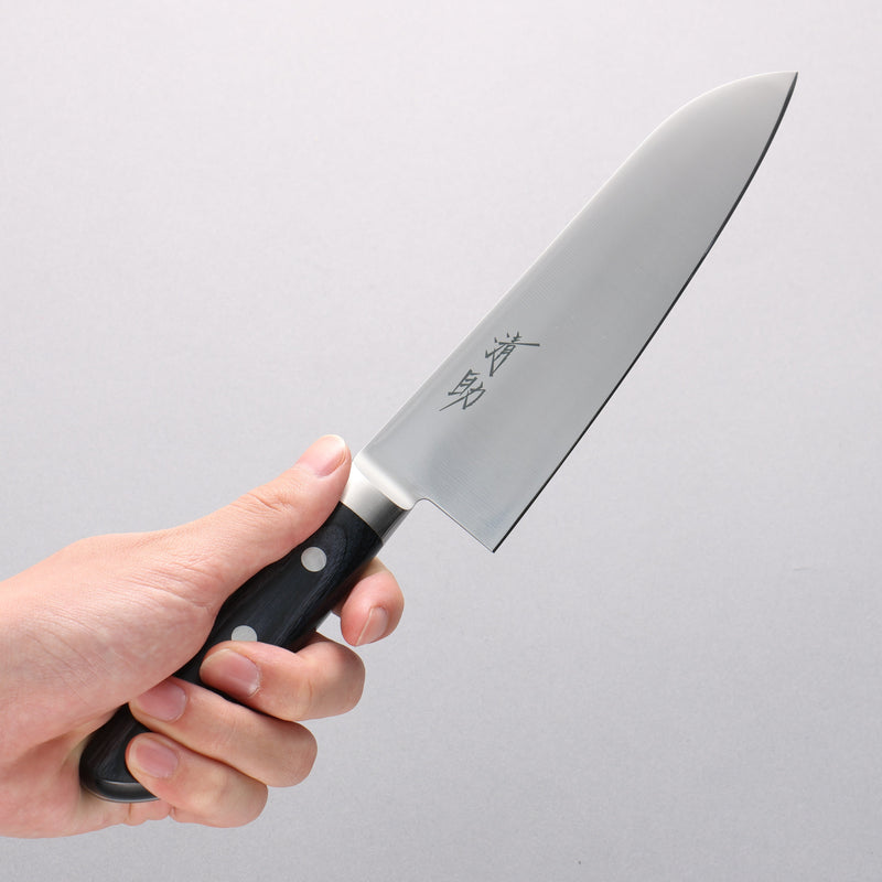 Seisuke Seiten Molybdene Santoku Couteau Japonais 180mm bleu marine de pakka noir Manipuler avec Gaine - japanny-FR