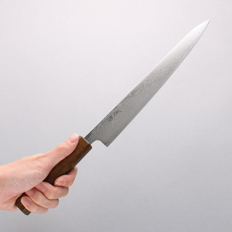 Seisuke Nami AUS10 Finition miroir Damas Sujihiki 240mm Manipuler Chêne - japanny-FR
