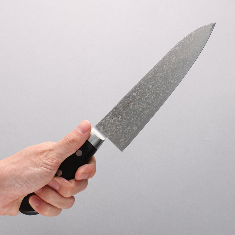 Seisuke AUS10 45 Couche de Damas Gyuto 180mm Bois de pakka noir Manipuler - japanny-FR