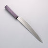 Seisuke Acier Blanc No.1 Migaki Polish Terminé Sujihiki 240mm Manipuler Chêne laqué violet - japanny-FR