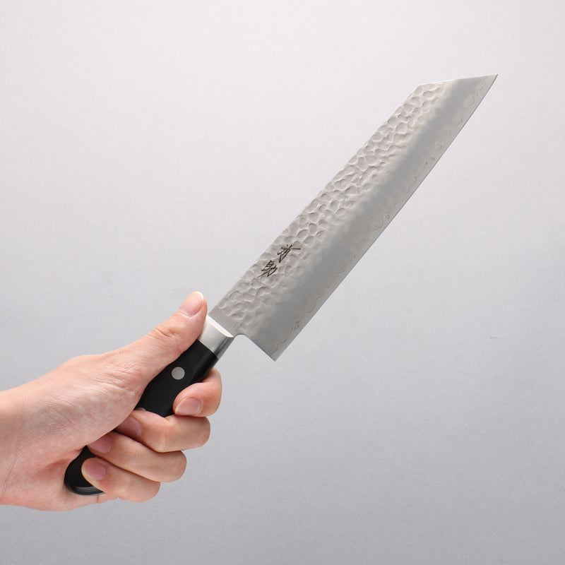 Seisuke AUS8 Martelé Kirituke Gyuto 210mm Manipuler Bois de pakka noir - japanny-FR