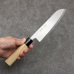 Nakaniida Acier Blanc No.2 Migaki Polish Terminé Santoku 165mm Manipuler Magnolia - japanny-FR