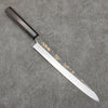 Sakai Takayuki Gravure remplie d'or par Kubota Sakura Acier Blanc No.2 Finition noire Yanagiba 240mm Bois d'ébène Manipuler - japanny-FR