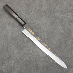 Sakai Takayuki Gravure remplie d'or par Kubota Sakura Acier Blanc No.2 Finition noire Yanagiba 240mm Bois d'ébène Manipuler - japanny-FR
