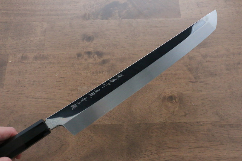 Sakai Takayuki Genbu Acier Bleu No.2 Honyaki Finition en miroir Sakimaru Yanagiba  300mm Bois d'ébène Manipuler Avec gaine - japanny-FR