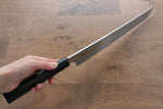 Sakai Takayuki Genbu Acier Bleu No.2 Honyaki Finition en miroir Sakimaru Yanagiba  300mm Bois d'ébène Manipuler Avec gaine - japanny-FR