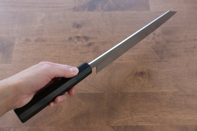 Jikko Honyaki Acier Blanc No.3 Kasumitogi Kirituke Gyuto 240mm Manipuler Bois d'ébène - japanny-FR