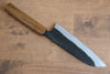 Kyohei Shindo Acier Bleu Finition noire Santoku 170mm Manipuler Chêne vivant laqué - japanny-FR