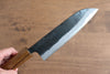 Kyohei Shindo Acier Bleu Finition noire Santoku 170mm Manipuler Chêne vivant laqué - japanny-FR