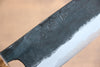 Kyohei Shindo Acier Bleu Finition noire Santoku 170mm Manipuler Chêne vivant laqué - japanny-FR