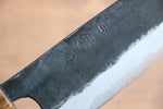 Kyohei Shindo Acier Bleu Finition noire Santoku 170mm Manipuler Chêne vivant laqué - japanny-FR
