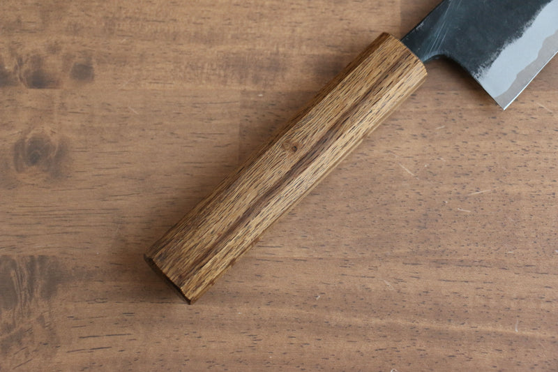 Kyohei Shindo Acier Bleu Finition noire Santoku 170mm Manipuler Chêne vivant laqué - japanny-FR