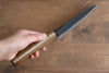 Kyohei Shindo Acier Bleu Finition noire Santoku 170mm Manipuler Chêne vivant laqué - japanny-FR