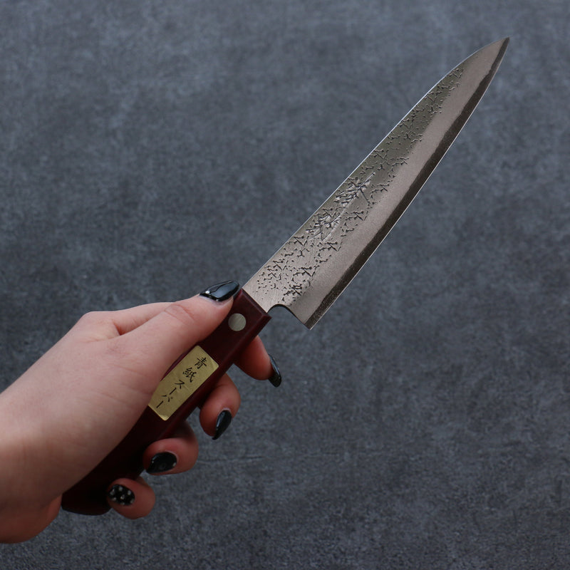 Seisuke Super Bleu Martelé Petite-utilité  150mm Bois de pakka rouge Manipuler - japanny-FR