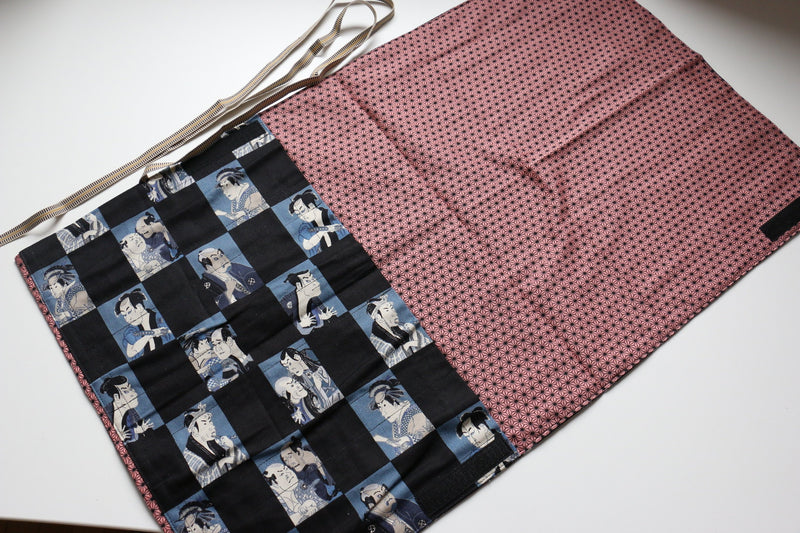 Rouleau de couteaux de style japonais Aokabuki-Ura-Akakasuri 4 poches - japanny-FR