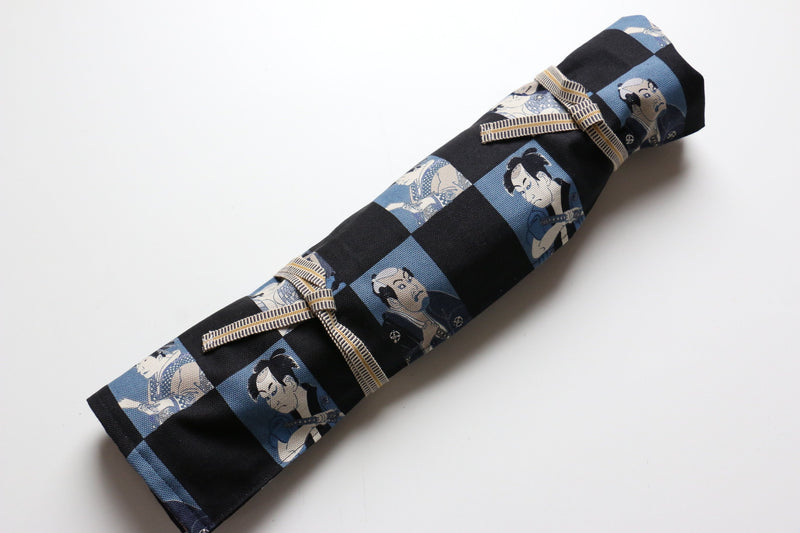 Rouleau de couteaux de style japonais Aokabuki-Ura-Akakasuri 4 poches - japanny-FR