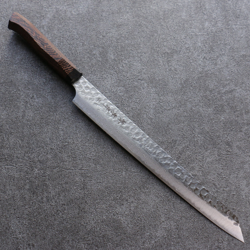 Sakai Takayuki Hien AUS10 45 Couche de Damas Kiritsuke Sujihiki  300mm Wenge Manipuler - japanny-FR