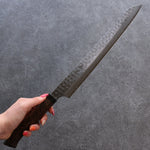 Sakai Takayuki Hien AUS10 45 Couche de Damas Kiritsuke Sujihiki  300mm Wenge Manipuler - japanny-FR