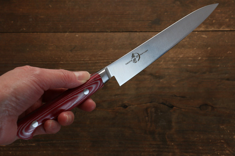 Sakai Takayuki Grand Chef Gran chef Acier suédois Petite-utilité 150mm Micarta rouge Manipuler - japanny-FR