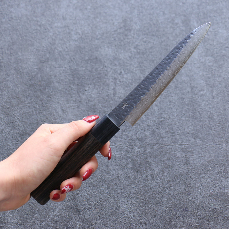 Shizu Gen VG10 Martelé Finition noire Petite-utilité  130mm Bois de Pakka marron Manipuler - japanny-FR