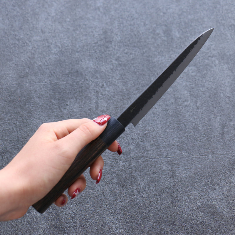 Shizu Gen VG10 Martelé Finition noire Petite-utilité  130mm Bois de Pakka marron Manipuler - japanny-FR