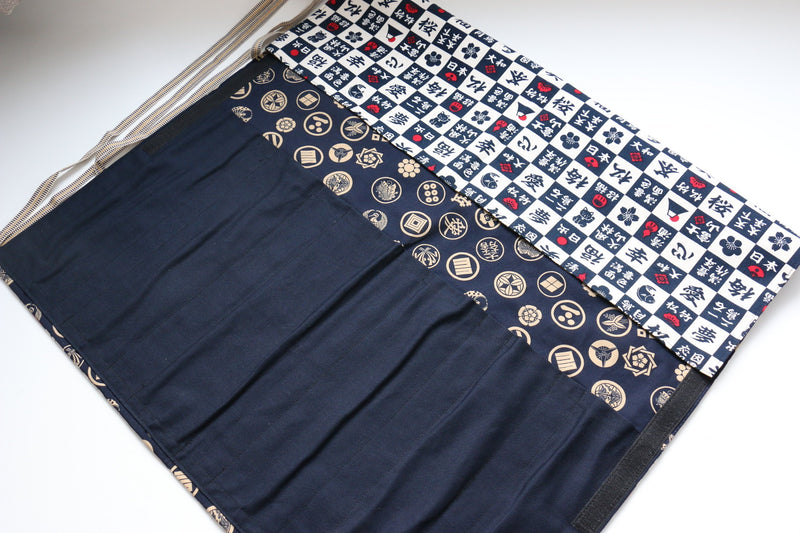 Rouleau de couteaux de style japonais Kanji-U-Goldkamon 7 poches - japanny-FR
