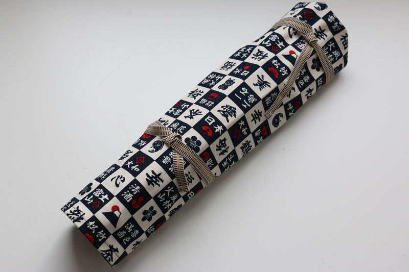 Rouleau de couteaux de style japonais Kanji-U-Goldkamon 7 poches - japanny-FR