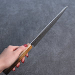 Seisuke SLD Washiji Sujihiki Couteau Japonais 240mm Chêne brûlé Manipuler - japanny-FR