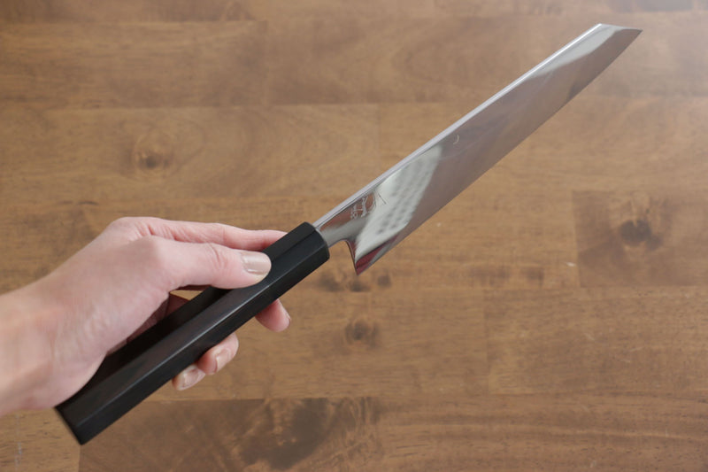 Jikko Fujisan Honyaki Acier Blanc No.3 Kasumitogi Kirituke Gyuto 210mm Manipuler Bois d'ébène - japanny-FR