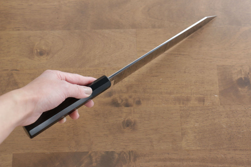 Jikko Fujisan Honyaki Acier Blanc No.3 Kasumitogi Kirituke Gyuto 210mm Manipuler Bois d'ébène - japanny-FR