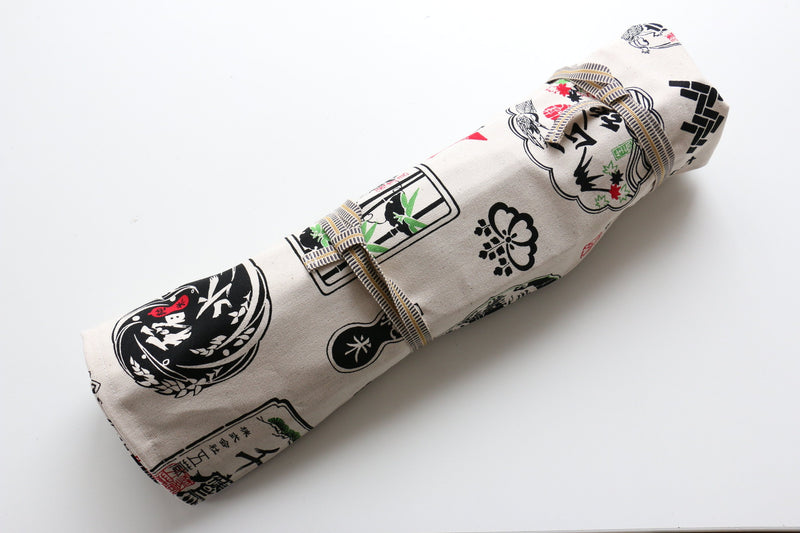 Rouleau de couteaux de style japonais Shirosake-Ura-Shirokamon 7 Pochettes - japanny-FR