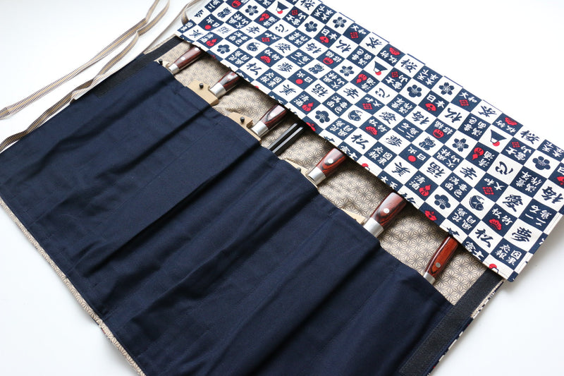 Rouleau de couteaux de style japonais Konkanji-Ura-Dia 7 Pochettes - japanny-FR