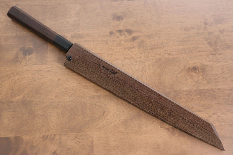Sakai Takayuki Honyaki VG10 Gravure de dragon Kengata Yanagiba  300mm Wenge Manipuler avec Gaine - japanny-FR