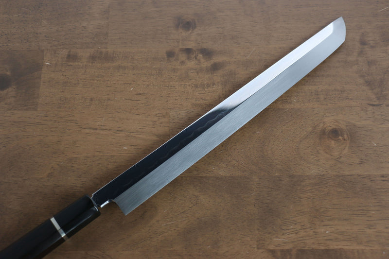 Sakai Takayuki Eau Trempe Honyaki Acier Blanc No.2 Finition en miroir Sakimaru Yanagiba  300mm Ebène avec bague Manipuler avec Gaine - japanny-FR