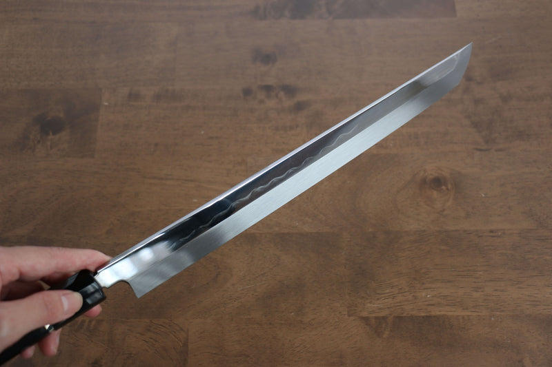 Sakai Takayuki Eau Trempe Honyaki Acier Blanc No.2 Finition en miroir Sakimaru Yanagiba  300mm Ebène avec bague Manipuler avec Gaine - japanny-FR