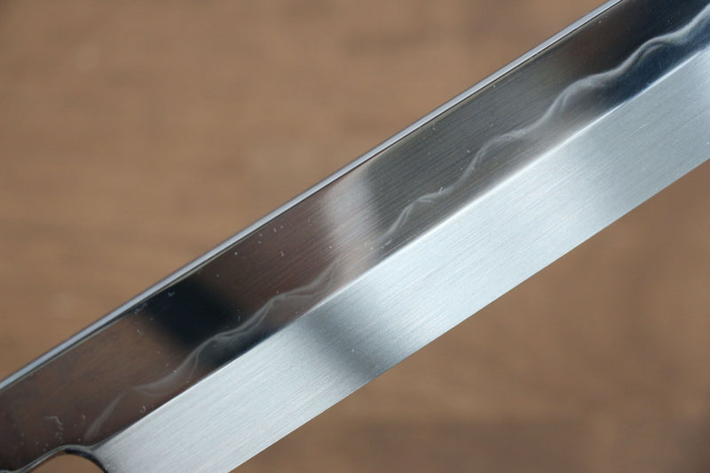 Sakai Takayuki Eau Trempe Honyaki Acier Blanc No.2 Finition en miroir Sakimaru Yanagiba  300mm Ebène avec double bague de buffle d'eau Manipuler avec Gaine - japanny-FR