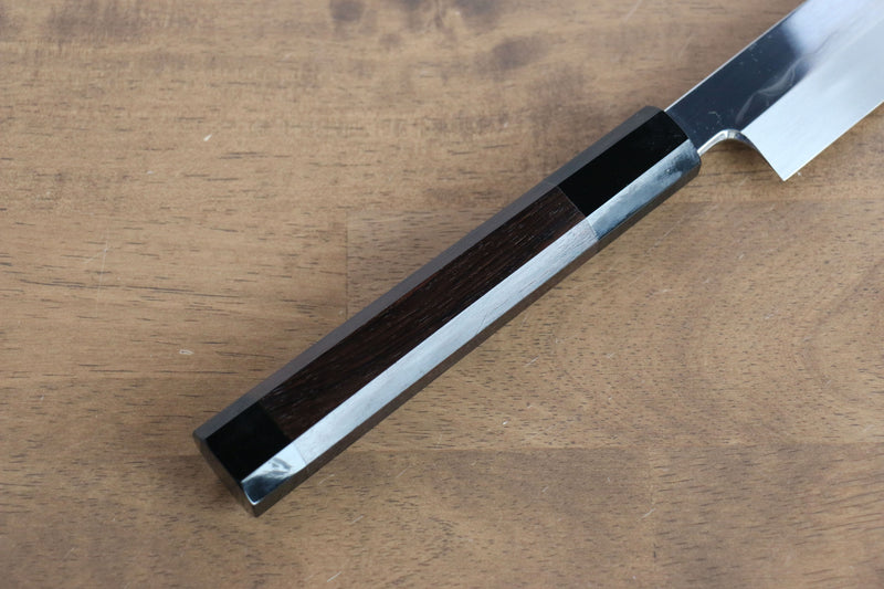 Sakai Takayuki Eau Trempe Honyaki Acier Blanc No.2 Finition en miroir Sakimaru Yanagiba  300mm Ebène avec double bague de buffle d'eau Manipuler avec Gaine - japanny-FR