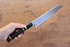 Jikko Acier Bleu Damas Kirituke Gyuto 210mm Manipuler Ebène avec double anneau - japanny-FR