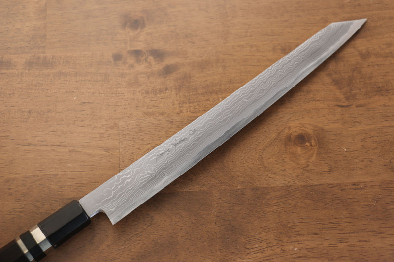 Jikko Acier Bleu Damas Kiritsuke Sujihiki 300mm Manipuler Ebène avec double anneau - japanny-FR