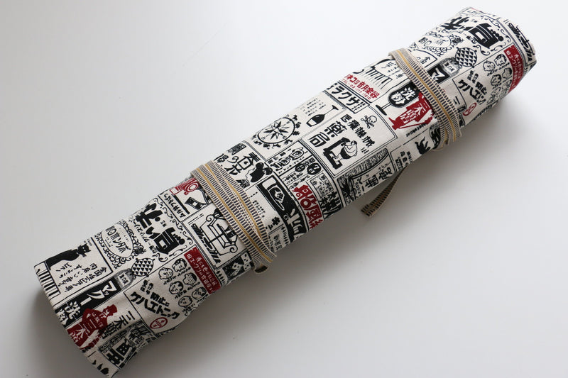 Rouleau de couteaux de style japonais Shirokoukoku-Ura-Goldkamon 4 poches - japanny-FR