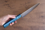 Seisuke VG5 Nashiji Teinture noire Gyuto  210mm Toile Micarta Bleue Manipuler - japanny-FR