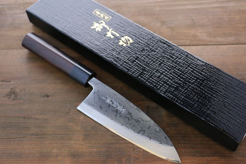 Takayuki Iwai Acier Blanc No.1 Damas Deba  150mm Shitan Manipuler - japanny-FR
